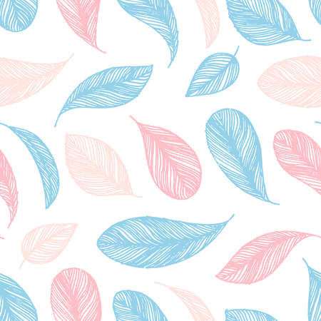 Bird feather liner style vector seamless pattern. Decorative illustration, good for printing. Bird feather wallpaper vector. Great for label, print.のイラスト素材
