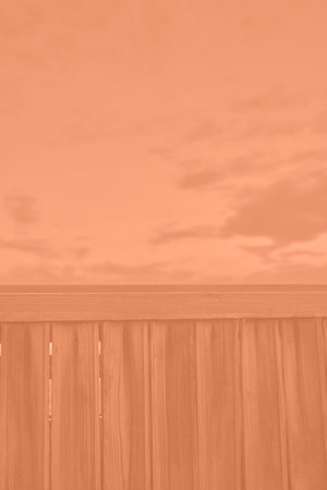 Peach Fuzz view of the sunset sky from behind the fence. Monochrome color 2024.の写真素材