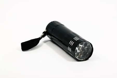 LED flashlight isolated on white backgroundの写真素材