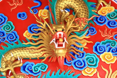 Colorful of chinese style dragon statueの写真素材