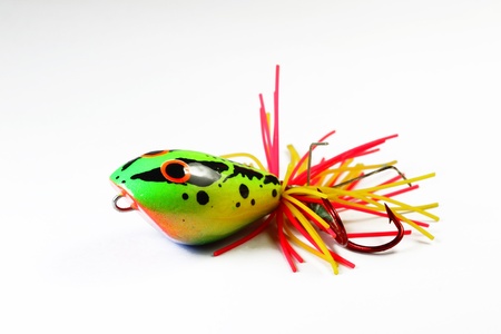 Colorful fishing lure with white backgroundの写真素材
