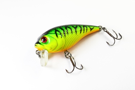 Colorful fishing lure with white backgroundの写真素材