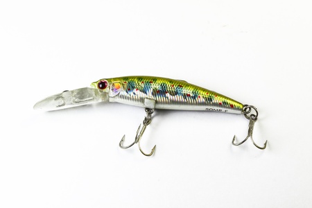 Colorful fishing lure with white backgroundの写真素材