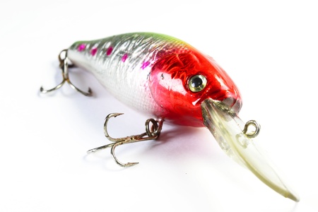 Colorful fishing lure with white backgroundの写真素材