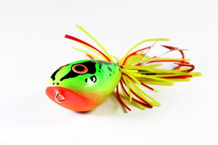 Colorful fishing lure with white backgroundの写真素材