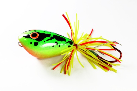 Colorful fishing lure with white backgroundの写真素材