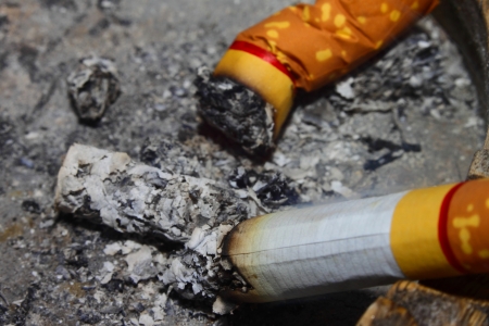 Cigarette with ashtrayの写真素材