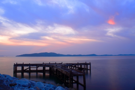 Old pier at khao leam ya Mu ko samet of Thailandの写真素材