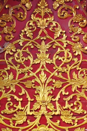 Thai pattern background with golden and redの写真素材
