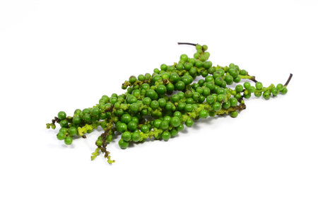 Fresh peppercorns with white background