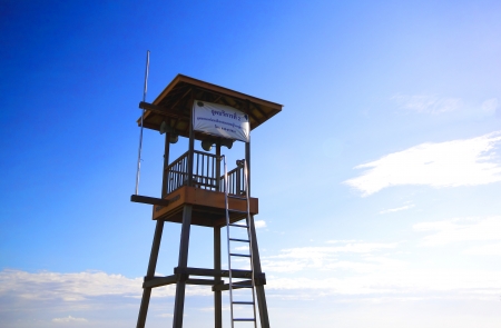 Lifeguard tower at Beach in Rayong, Thailandのeditorial素材