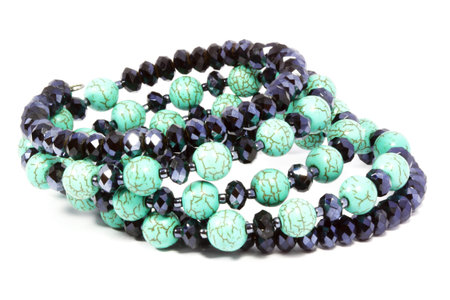 Turquoise bracelet with white background