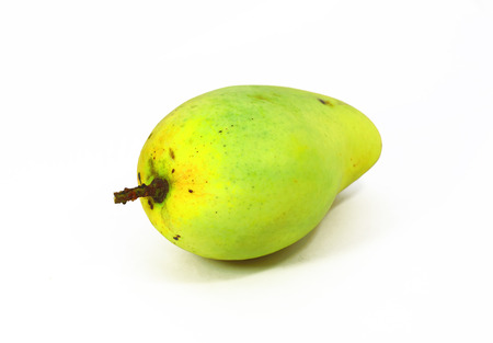 Ripe mangoes with white の写真素材