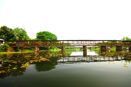 Old wooden bridge in Thailandの写真素材