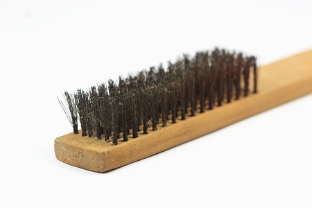Wire brush with white backgroundの写真素材