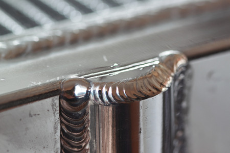 welding seam onto aluminiumの写真素材
