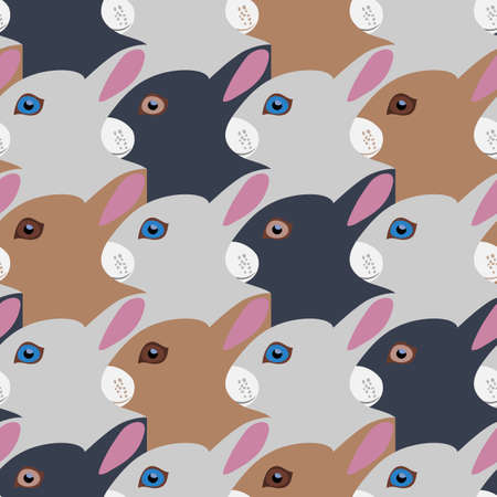 seamless pattern of multicolored rabbits, tessellation.のイラスト素材