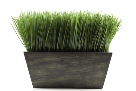 a brown planter box with green grassの写真素材