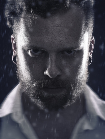 Young man   rocker with ear rings   br  br Film lookの写真素材