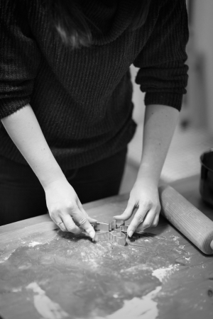 Woman make ginger bread for Christmas  Natural Colors  Real lifeの写真素材