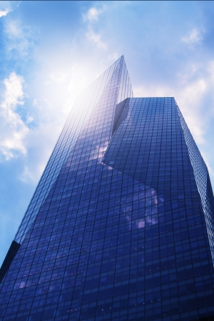 Modern office building  skyscraper  in sunlight Toned image の写真素材
