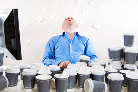 Overworked and exhausted office worker