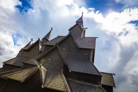 Detailes of the old Eidsborg stave church in Telemark, Norwayの写真素材