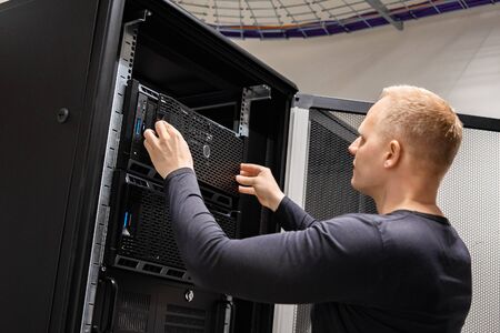 IT Engineer Working With Servers In Datacenterの写真素材