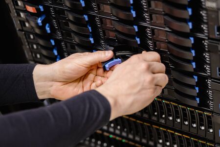 IT Consultant Replacing Server Drive In Sanの写真素材