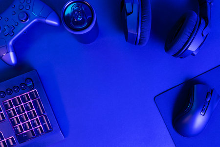 Copyspace surrounded by various modern wireless gadgets