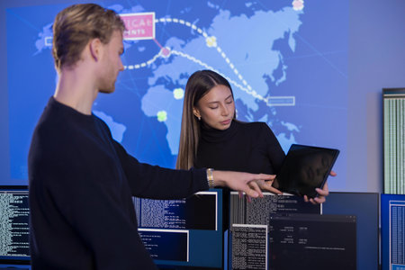 Team collaboration on cybersecurity incident response in a high-tech control room