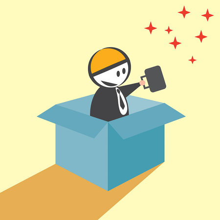 Business man out of boxのイラスト素材