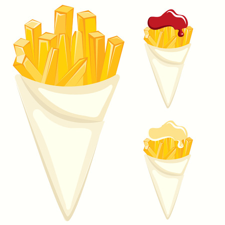 French fries paper conesのイラスト素材