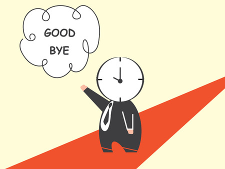 Clock head man say goodbyeのイラスト素材