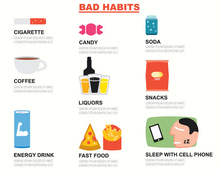 Bad Habits infographicsのイラスト素材