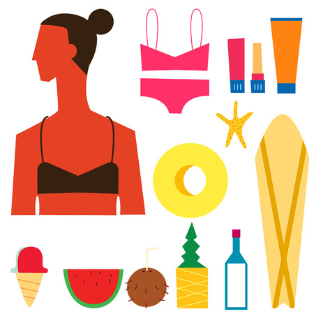 Beach Summer vector illustrationのイラスト素材
