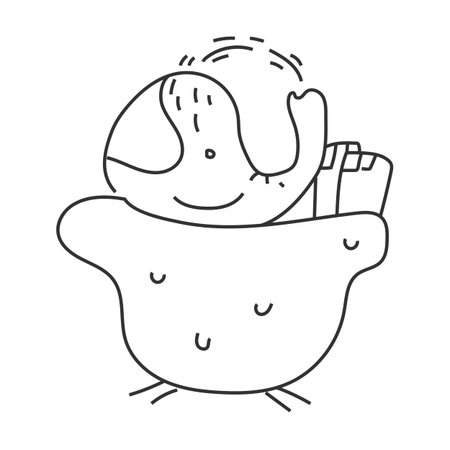 Elephant bathtub hand drawnのイラスト素材