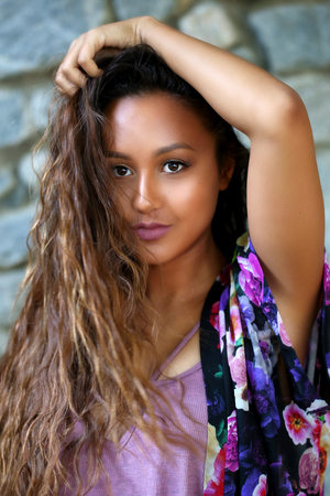 Gorgeous girl with long hairの写真素材
