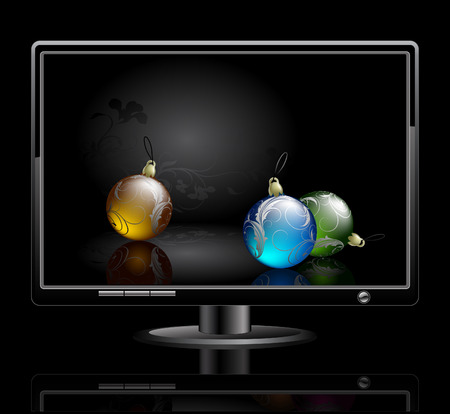 LCD panel with christmas ballsのイラスト素材
