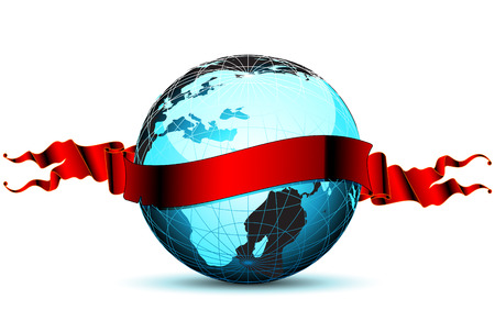world with ribbonのイラスト素材