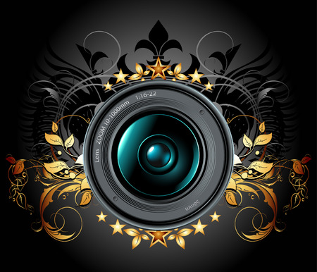camera lens with ornamental elementsのイラスト素材