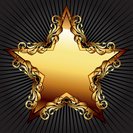 star with floral elementsのイラスト素材