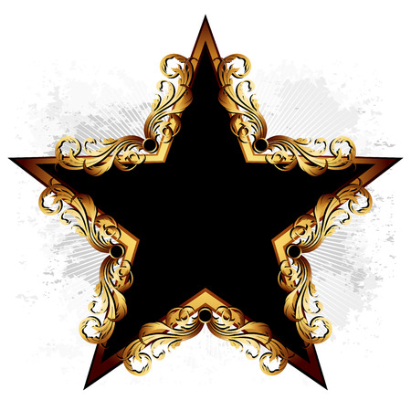 star with floral elementsのイラスト素材