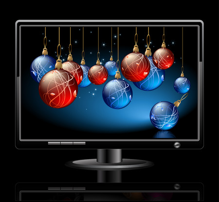 LCD panel with christmas ballsのイラスト素材