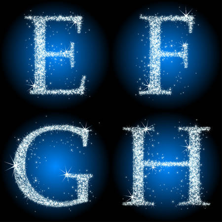 letter stars blue EFGHのイラスト素材