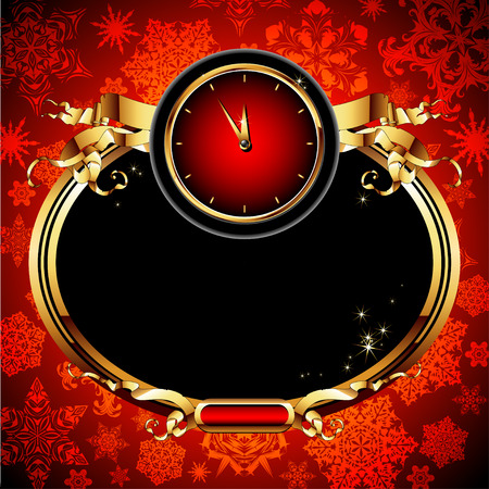 clocks with christmas backgroundのイラスト素材