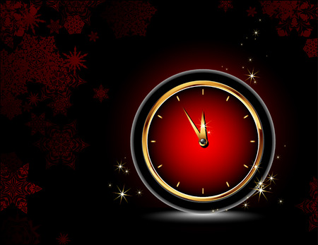 clocks with christmas backgroundのイラスト素材
