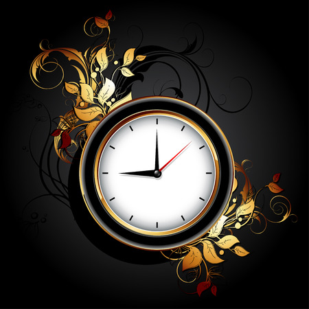 web icon clocks with floral elementsのイラスト素材