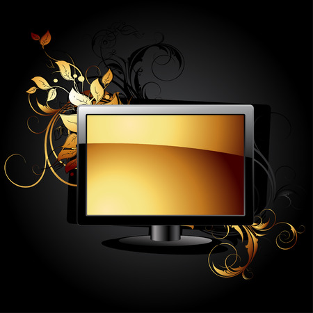 web icon LCD panel with floral elementsのイラスト素材