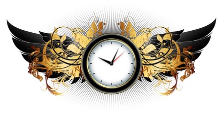 clock frame with floral elementsのイラスト素材